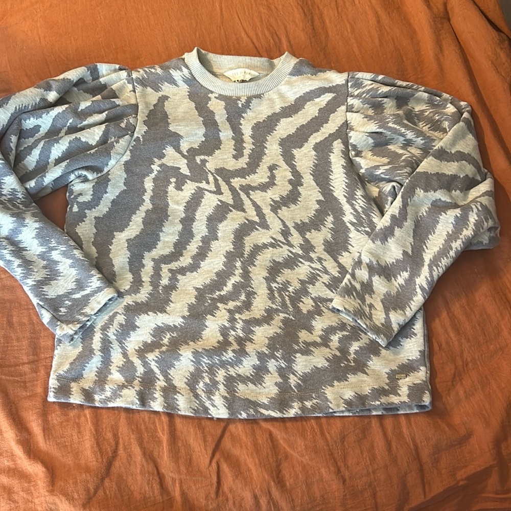 Ted Baker London Grey and Cream Zebra-Print Sweatshirt